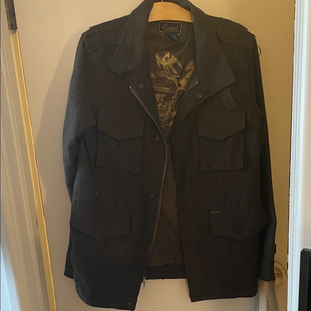 Ezekiel Brown Tweed Military Style Field Jacket